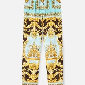 Fendace Men's Gold Baroque Silk Pyjama Bottoms Size 4 (M)